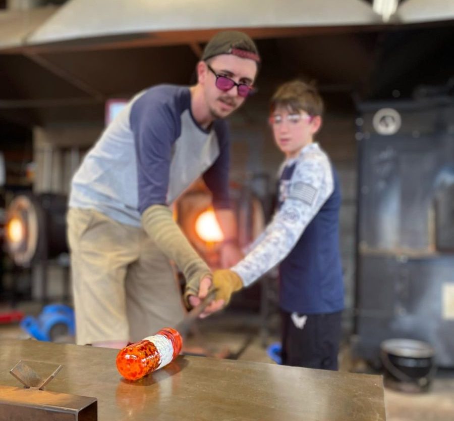 blowing glass