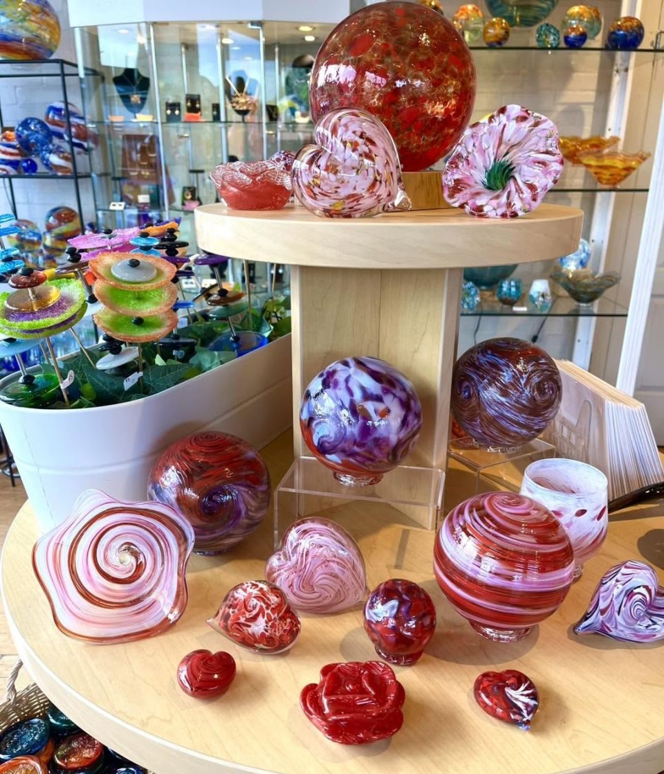 colorful glass floats, glass blowing Lincoln City