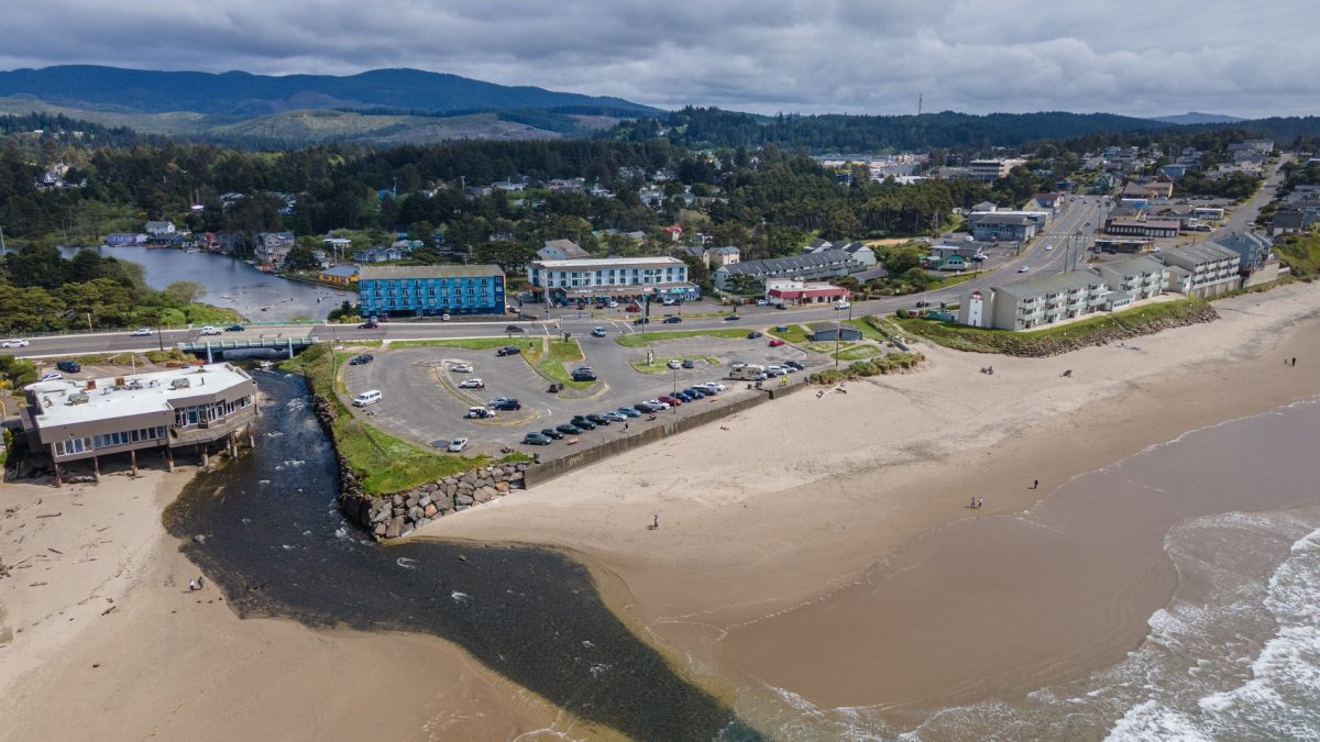drone photo of Lincoln City